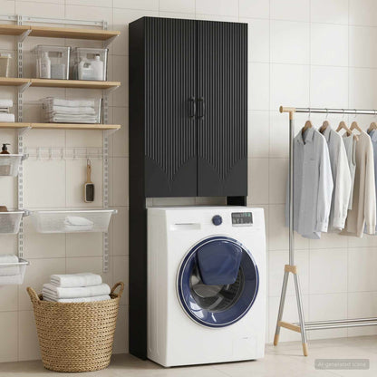 Toilet Cabinet HOORN Black 66 x 25.5 x 190 cm Engineered Wood