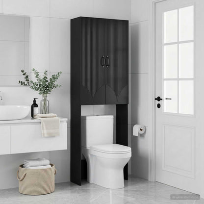Toilet Cabinet HOORN Black 66 x 25.5 x 190 cm Engineered Wood