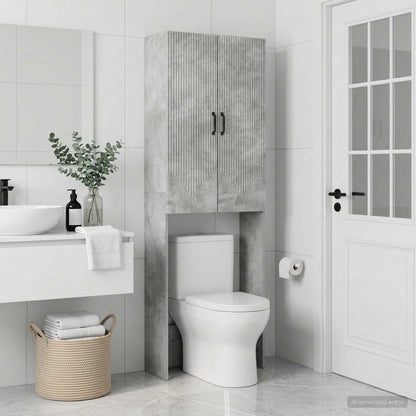 Toilet Cabinet HOORN Concrete Grey 66 x 25.5 x 190 cm