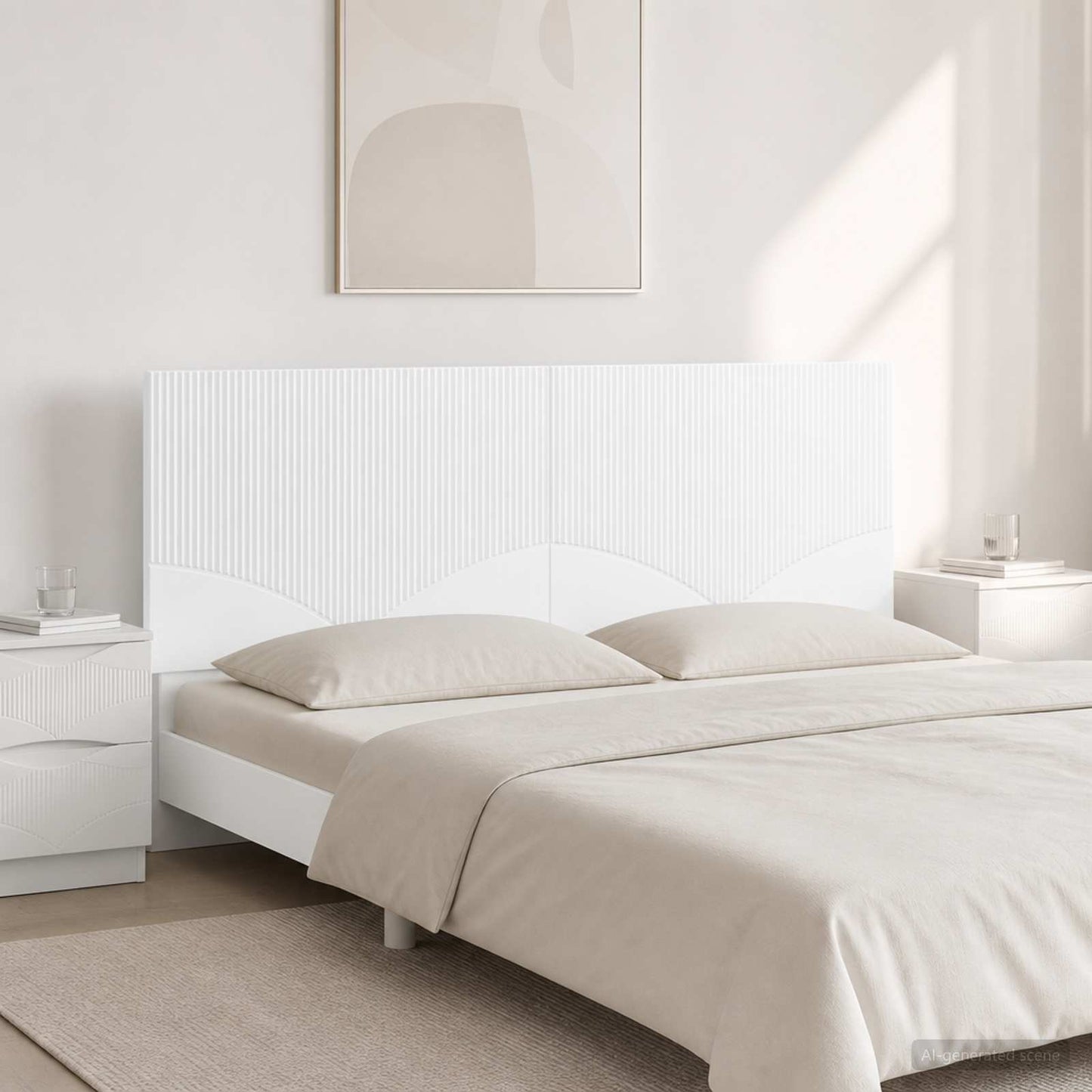 Wall-Mounted Headboard HOORN High Gloss White Engineered Wood