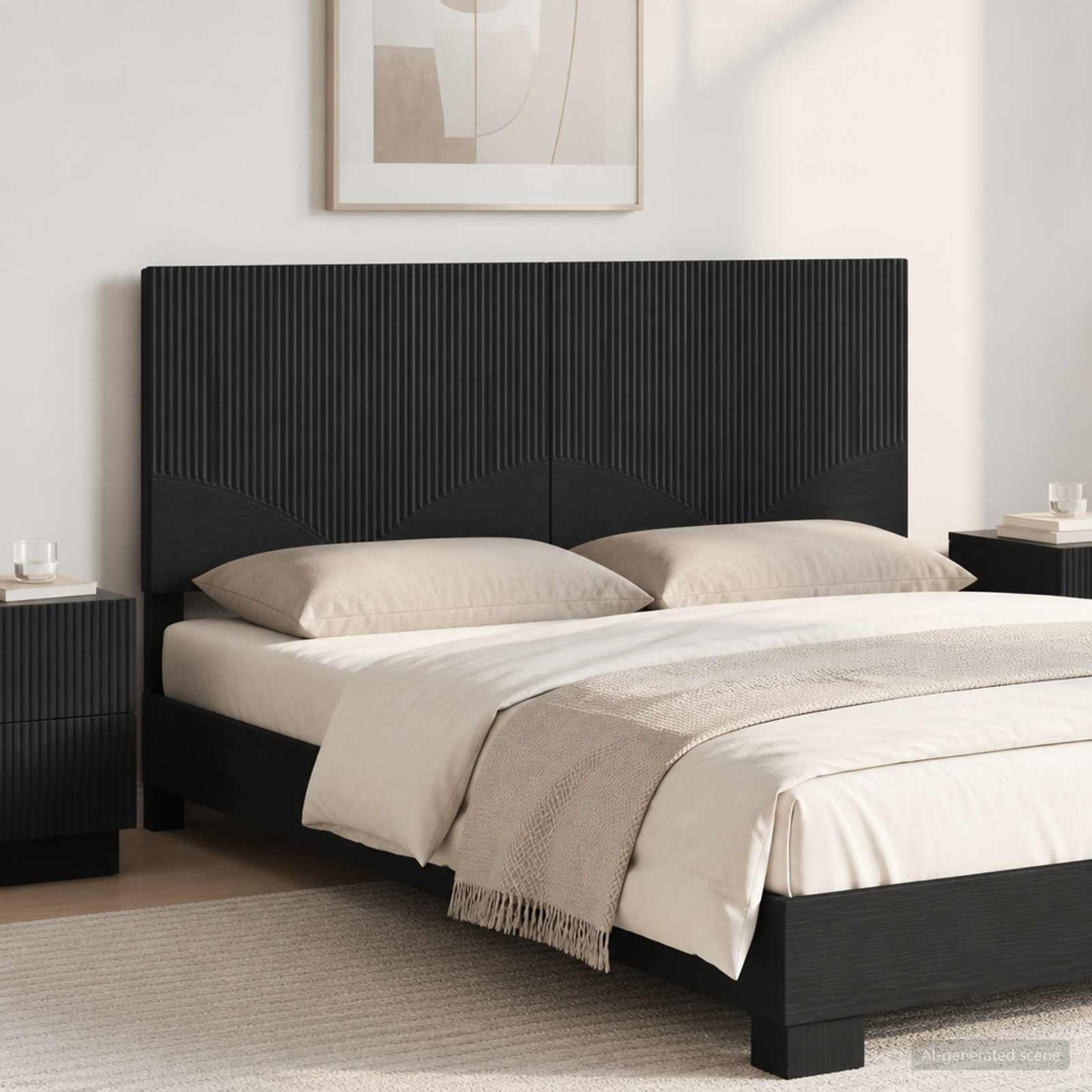 Wall-Mounted Headboard HOORN Black Engineered Wood