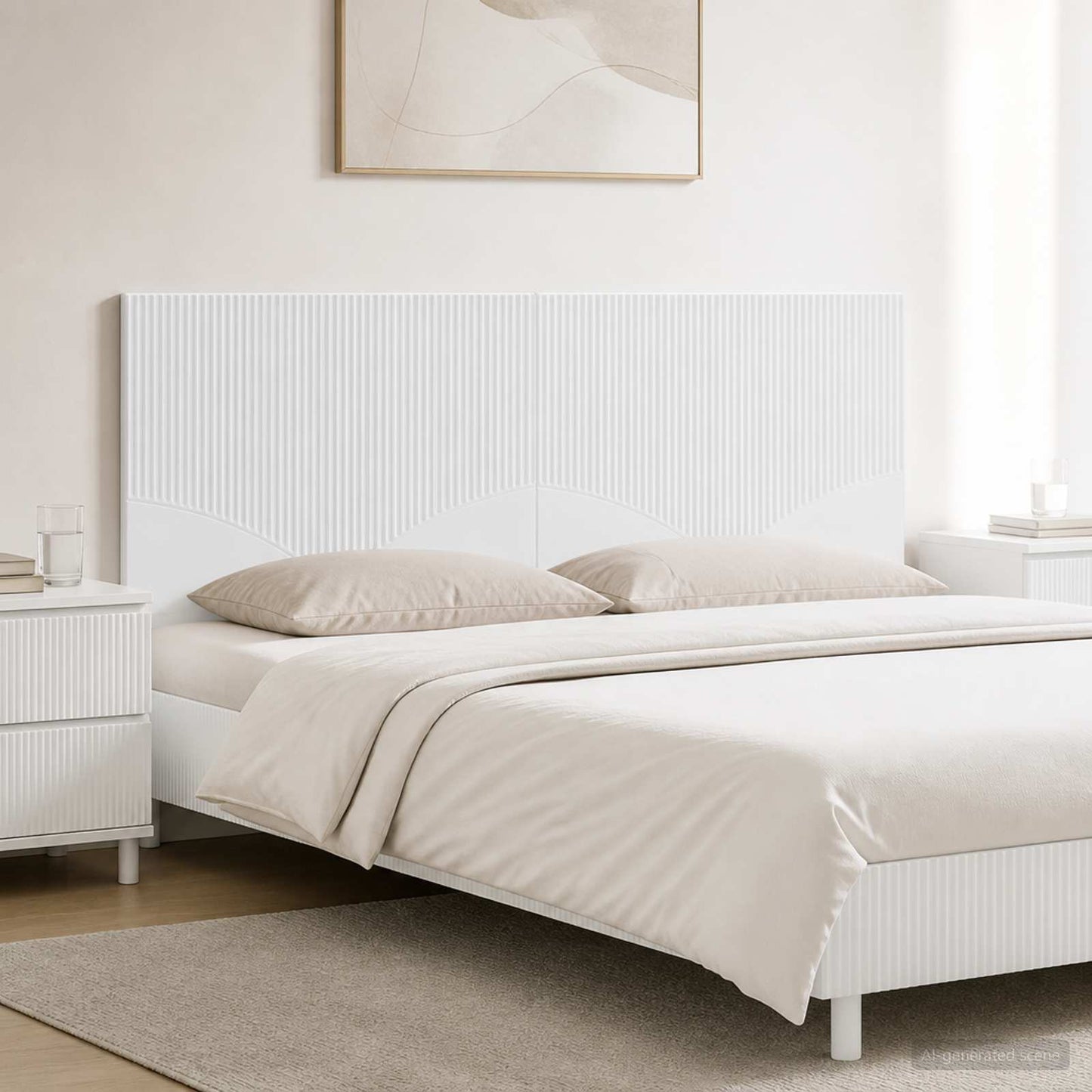 Wall-Mounted Headboard HOORN High Gloss White Engineered Wood