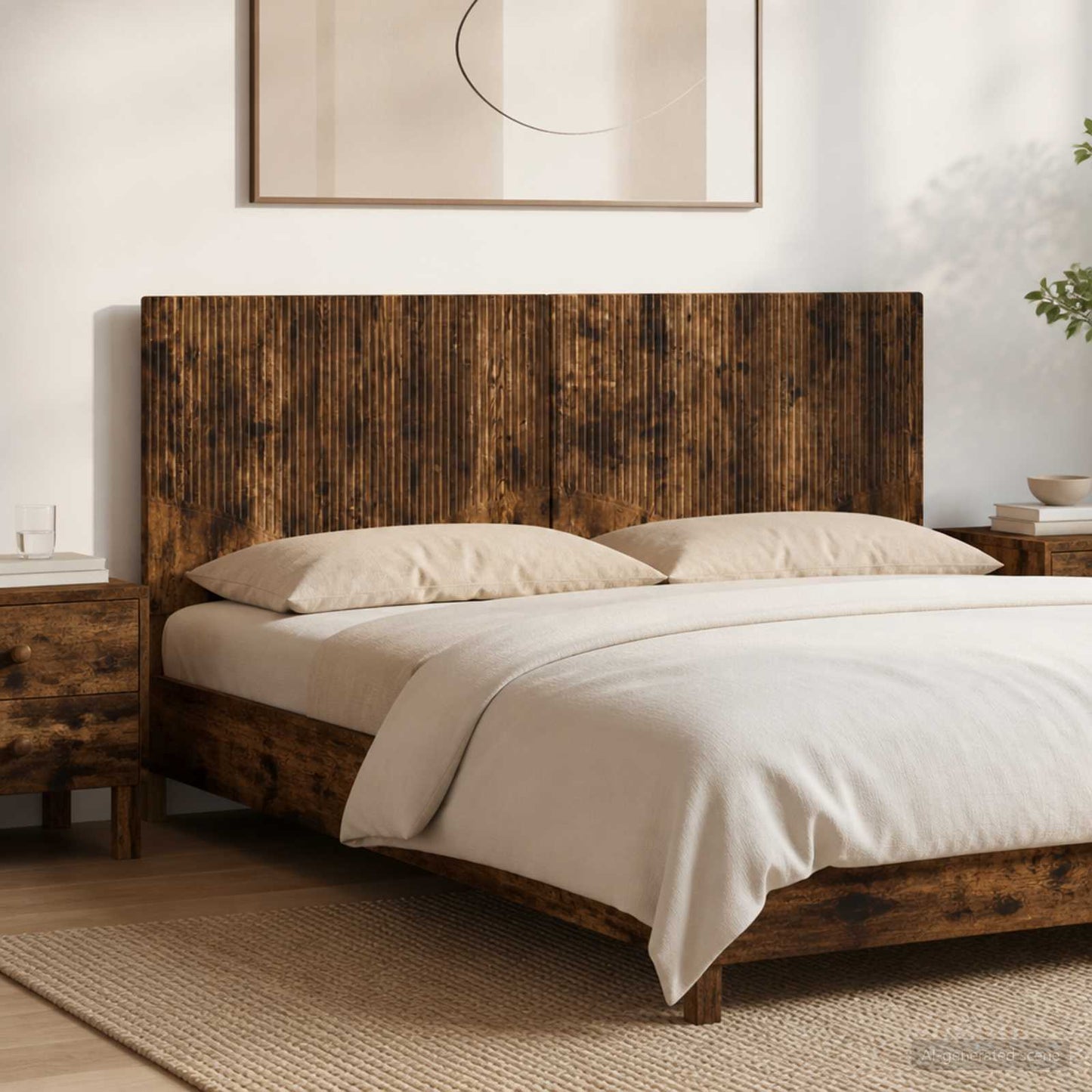Wall-Mounted Headboard HOORN Smoked Oak Engineered Wood