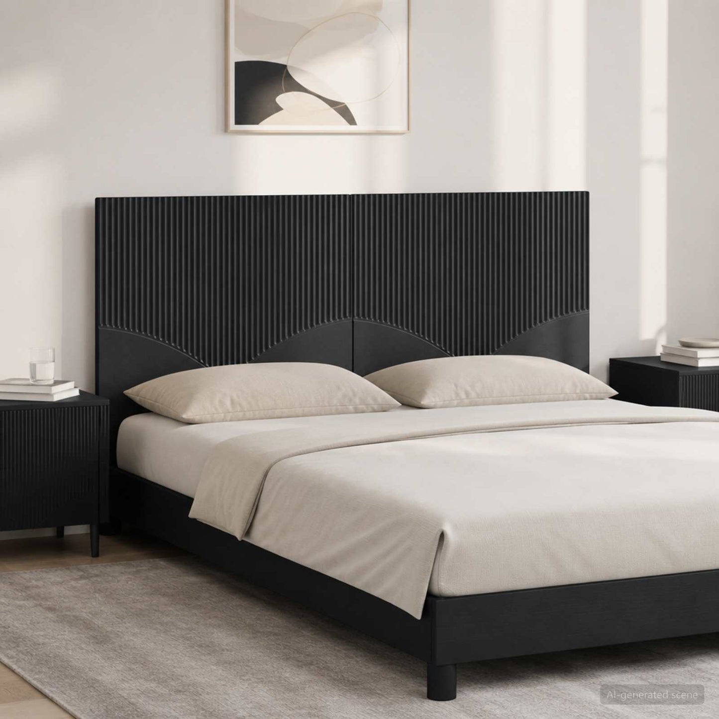 Wall-Mounted Headboard HOORN Black Engineered Wood