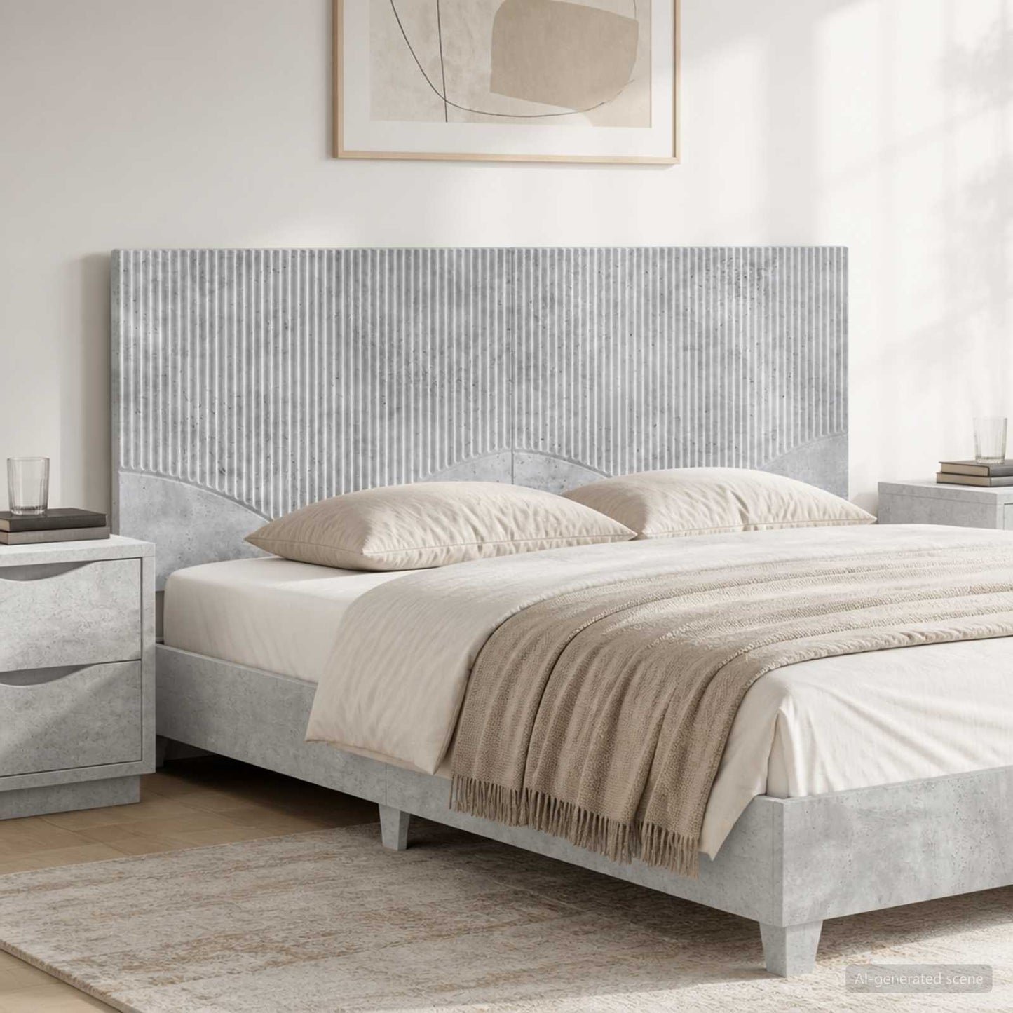 Wall-Mounted Headboard HOORN Concrete Grey Engineered Wood