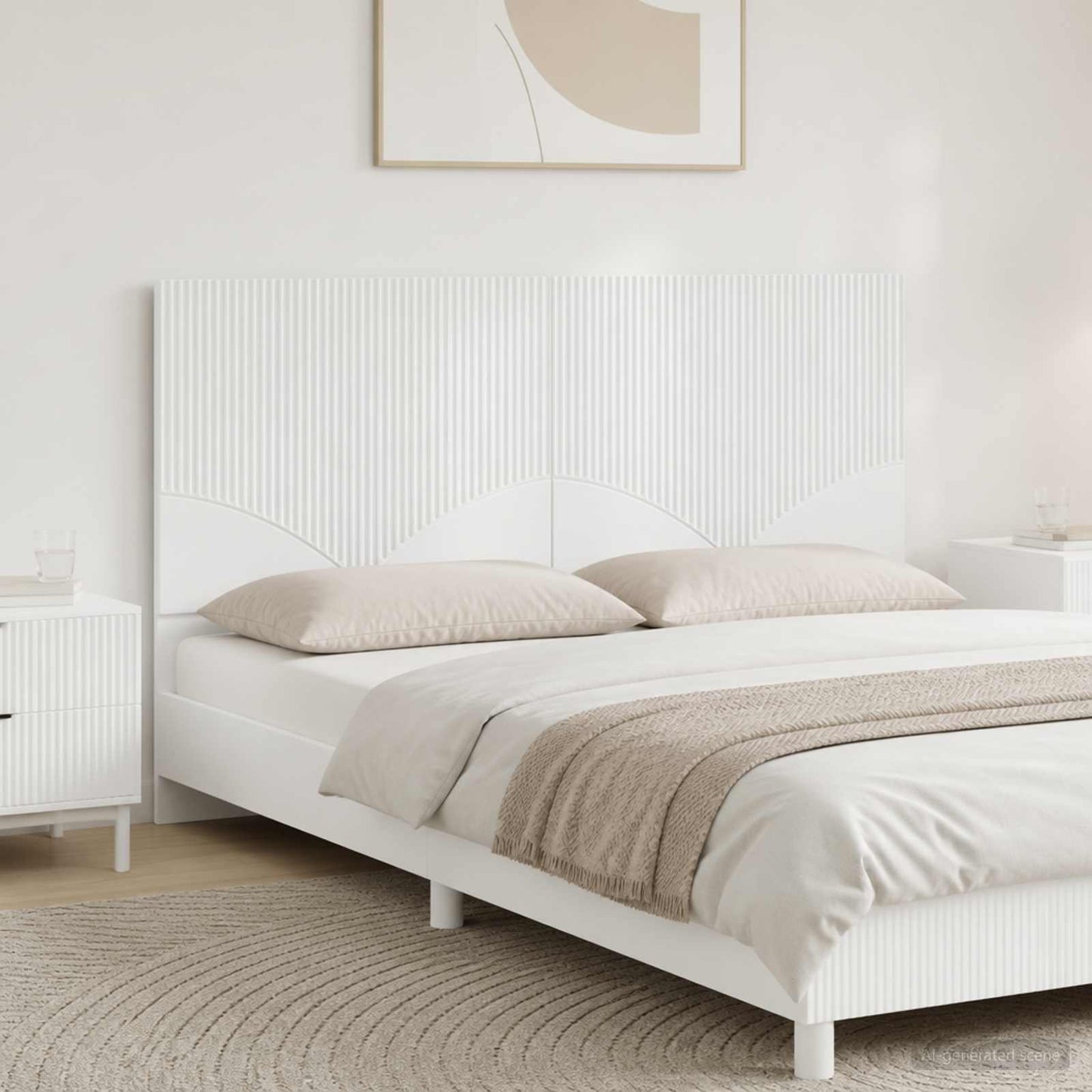 Wall-Mounted Headboard HOORN High Gloss White Engineered Wood