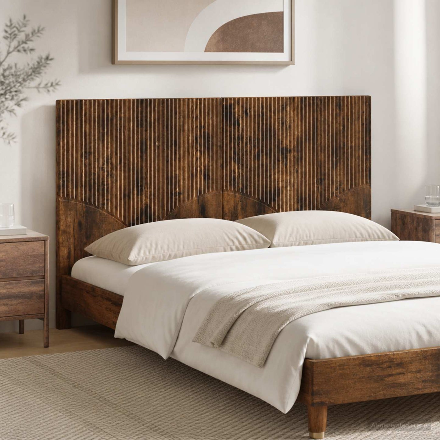 Wall-Mounted Headboard HOORN Smoked Oak Engineered Wood