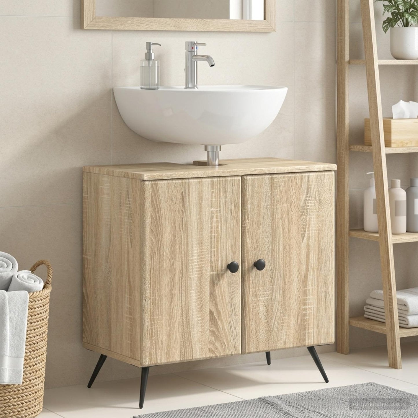 Bathroom Sink Cabinet BREDA Sonoma Oak 59.5 x 31.5x 59 cm
