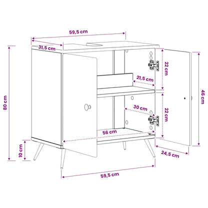 Bathroom Sink Cabinet BREDA Smoked Oak 59.5 x 31.5x 59 cm