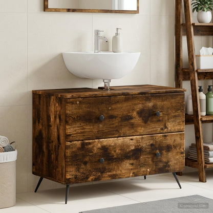 Bathroom Sink Cabinet BREDA Smoked Oak 82 x 41x 59 cm