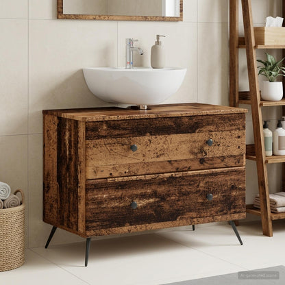 Bathroom Sink Cabinet BREDA Old Wood 82 x 41x 59 cm