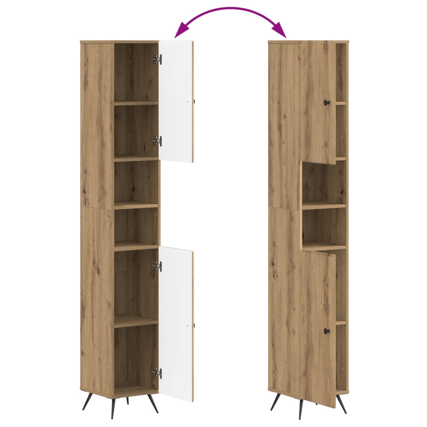 Bathroom Cabinet with Open Shelf BREDA Artisan Oak