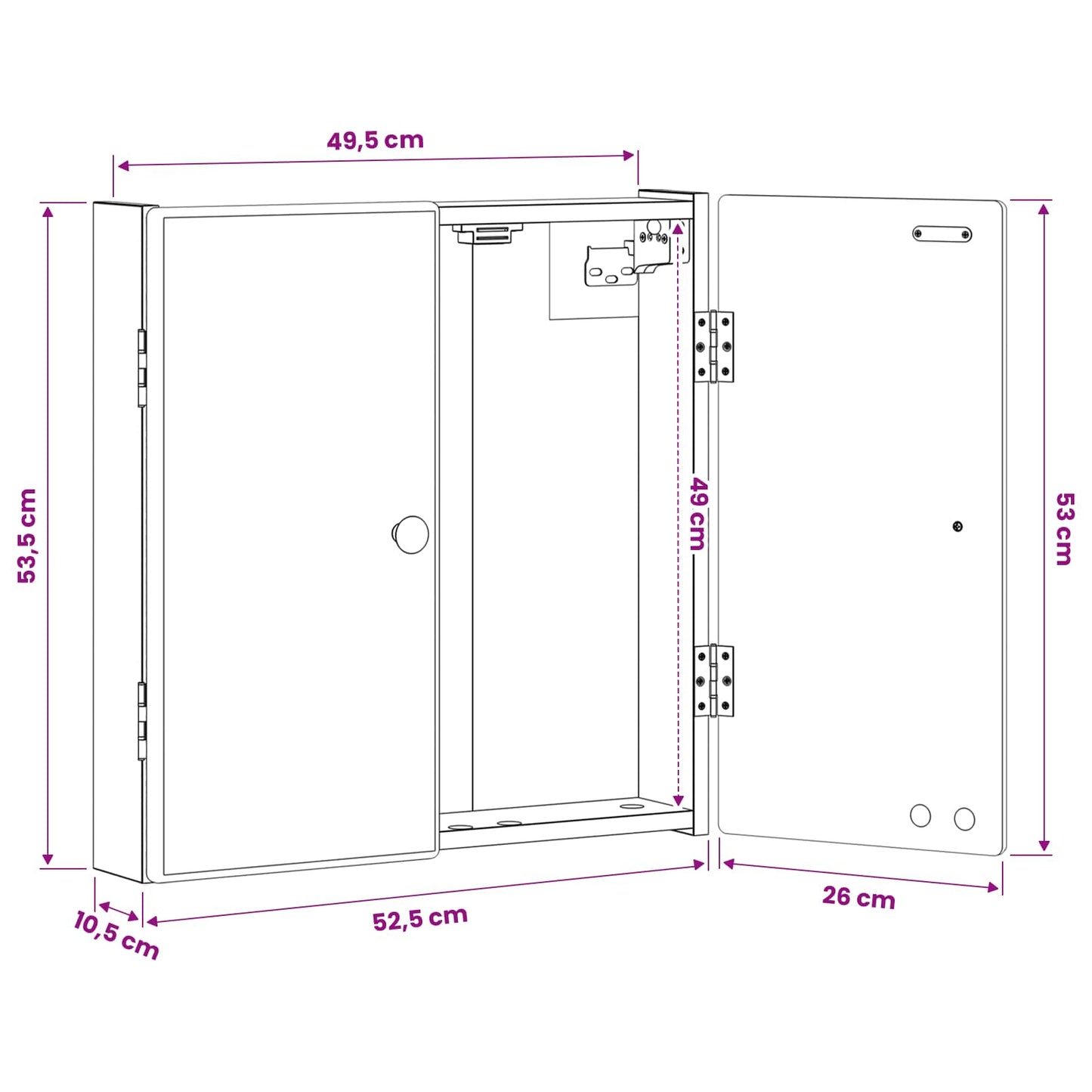 Dartboard Cabinet BREDA High Gloss White 52.5 x 10.5 x 53.5 cm