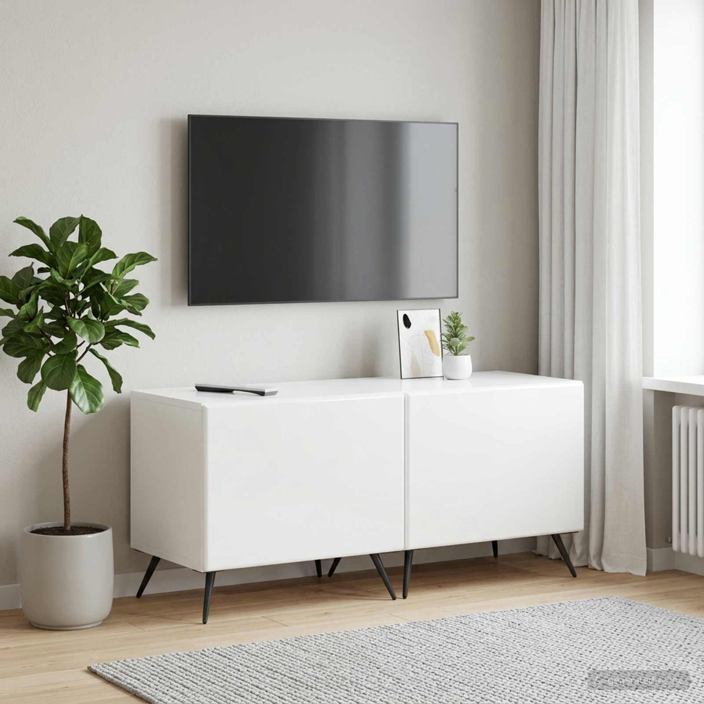 TV Cabinet High Gloss White Engineered Wood