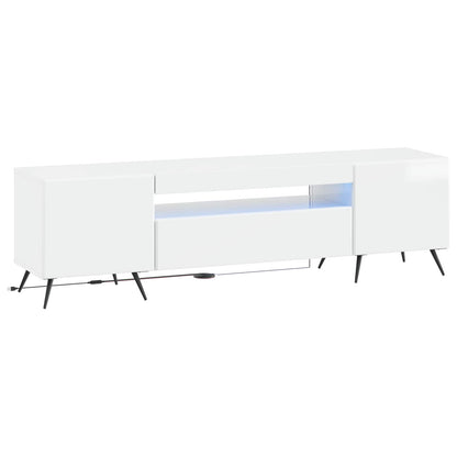 LED TV Cabinet High Gloss White Engineered Wood