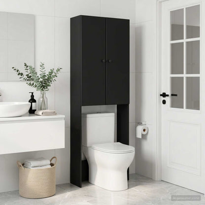Toilet Cabinet BREDA Black 66 x 25.5 x 190 cm Engineered Wood