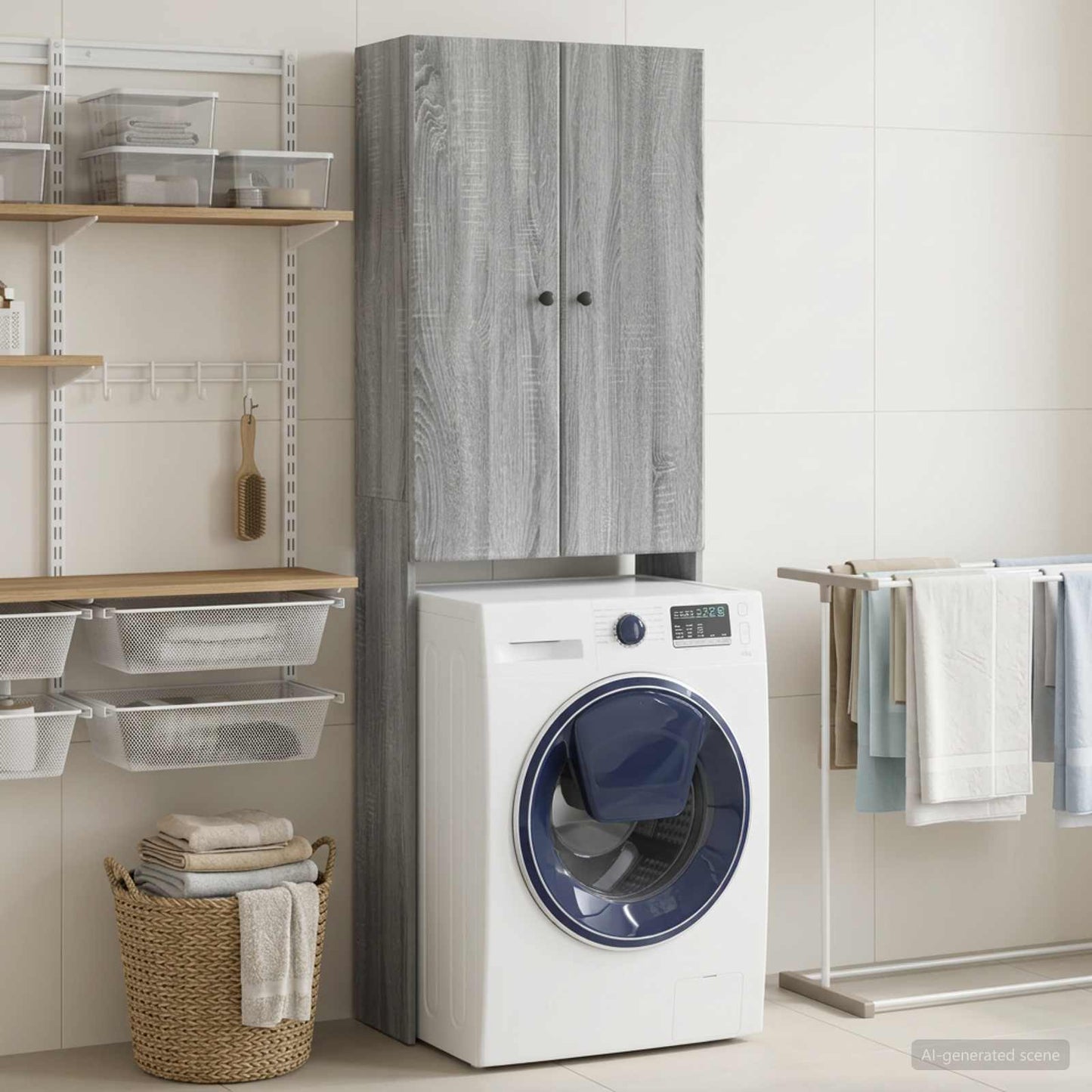 Toilet Cabinet BREDA Grey Sonoma 66 x 25.5 x 190 cm