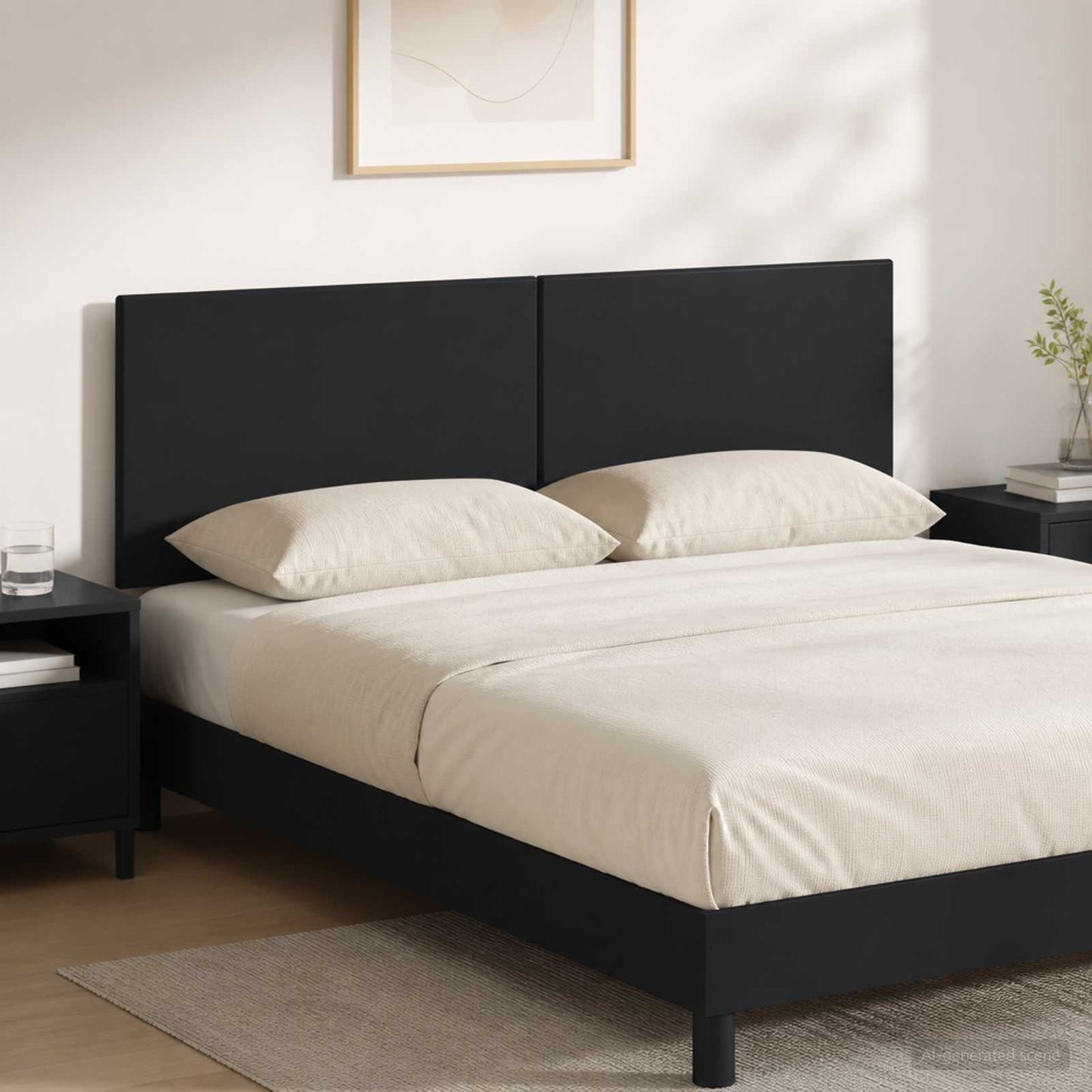Wall-Mounted Headboard BREDA Black Engineered Wood