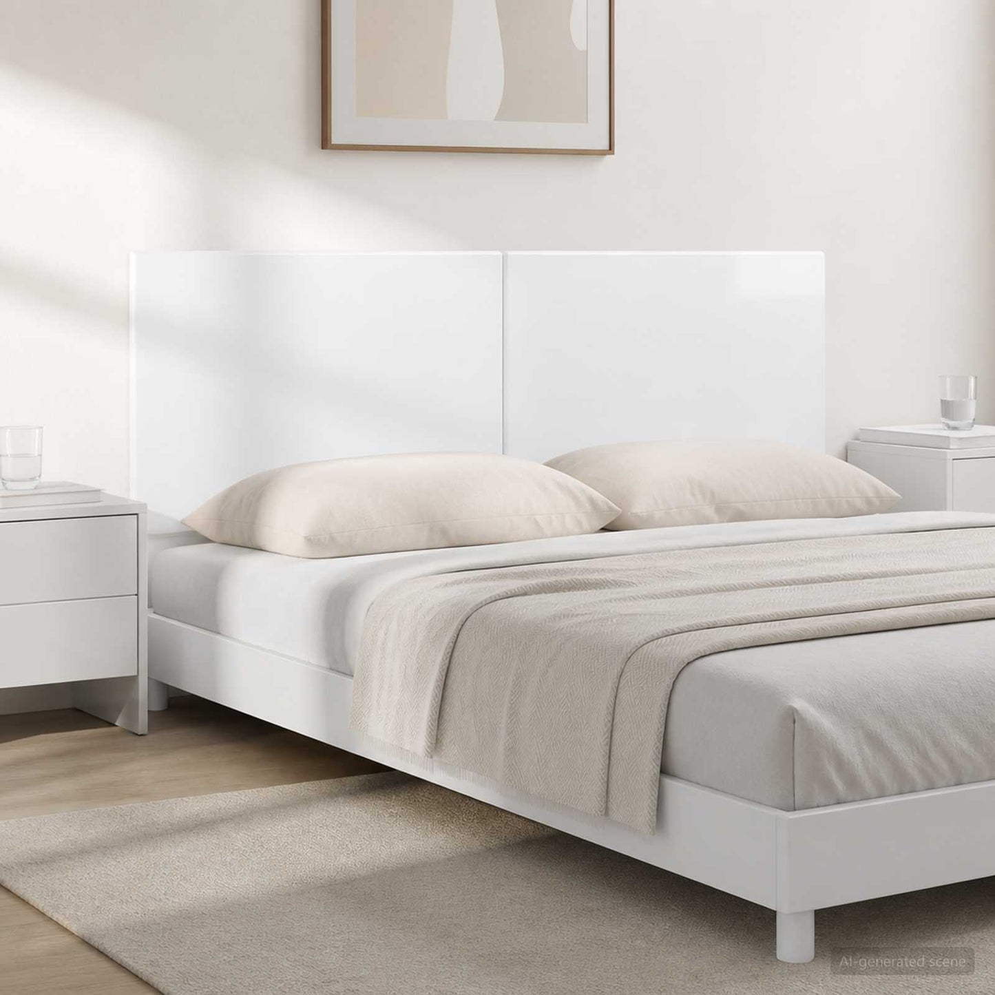 Wall-Mounted Headboard BREDA High Gloss White Engineered Wood