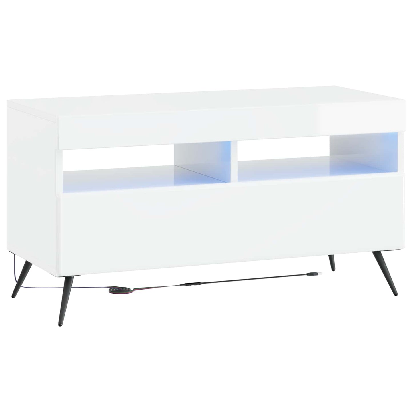 LED TV Cabinet High Gloss White Engineered Wood