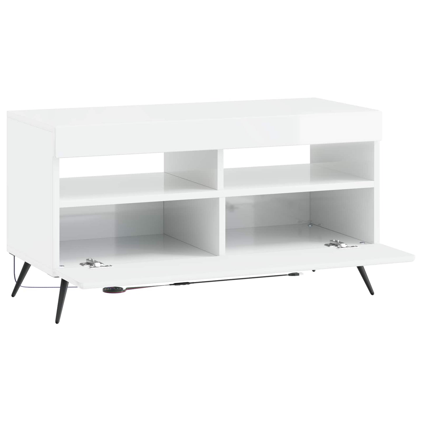LED TV Cabinet High Gloss White Engineered Wood