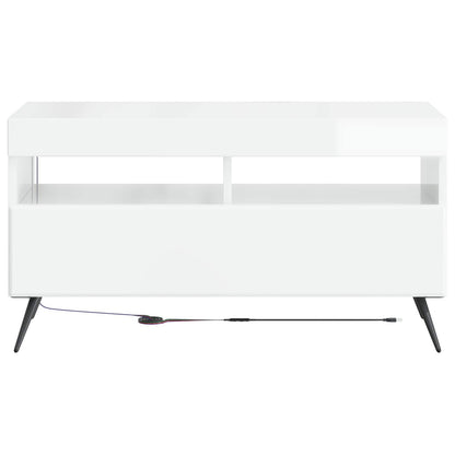 LED TV Cabinet High Gloss White Engineered Wood