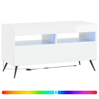 LED TV Cabinet High Gloss White Engineered Wood