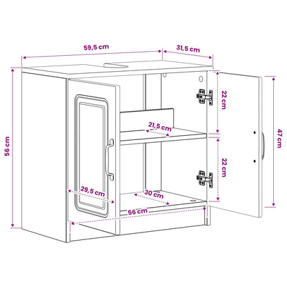 Bathroom Sink Cabinet UTRECHT Grey Sonoma 59.5 x 31.5x 59 cm