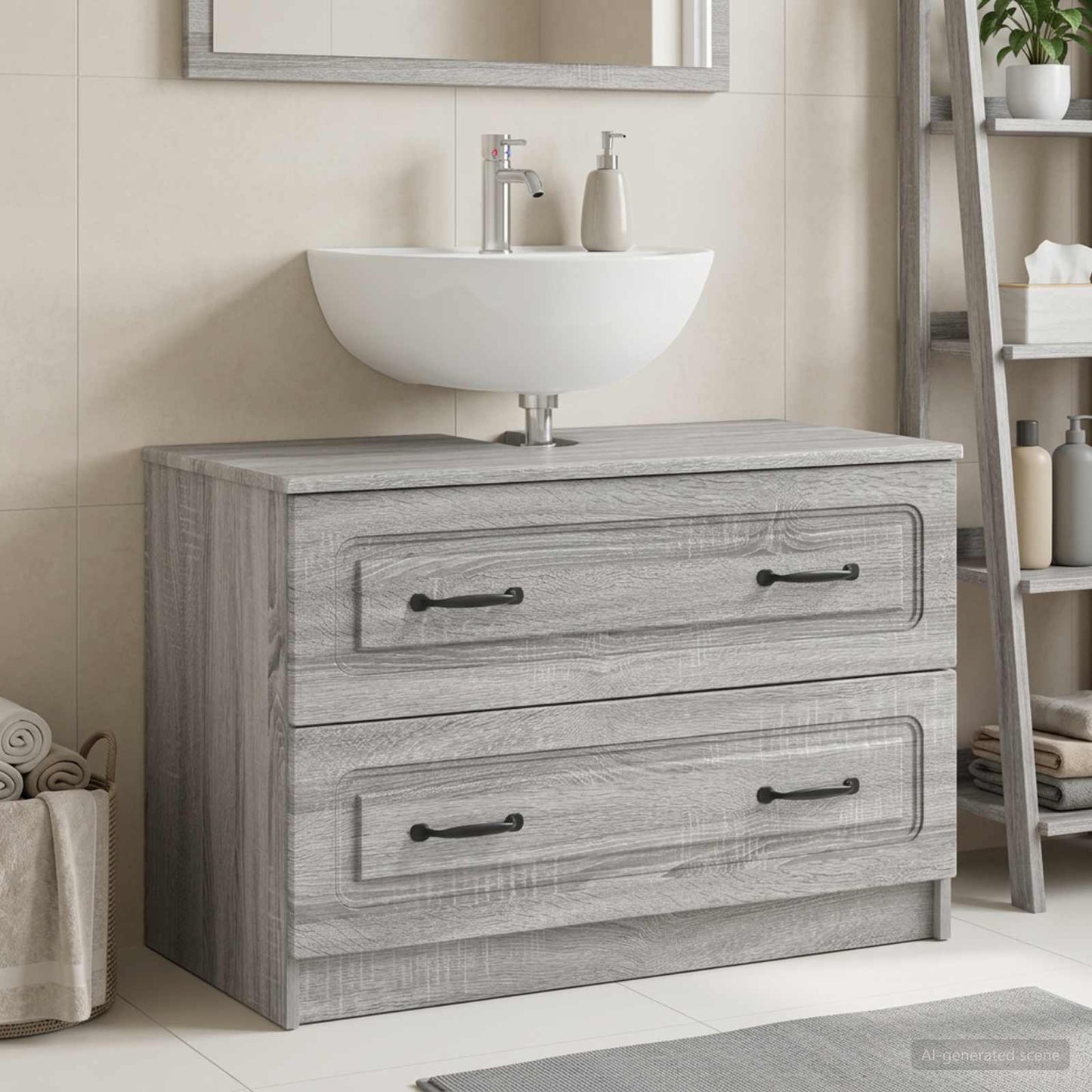 Bathroom Sink Cabinet UTRECHT Grey Sonoma 82 x 41x 56 cm