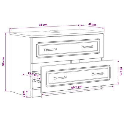 Bathroom Sink Cabinet UTRECHT Grey Sonoma 82 x 41x 56 cm