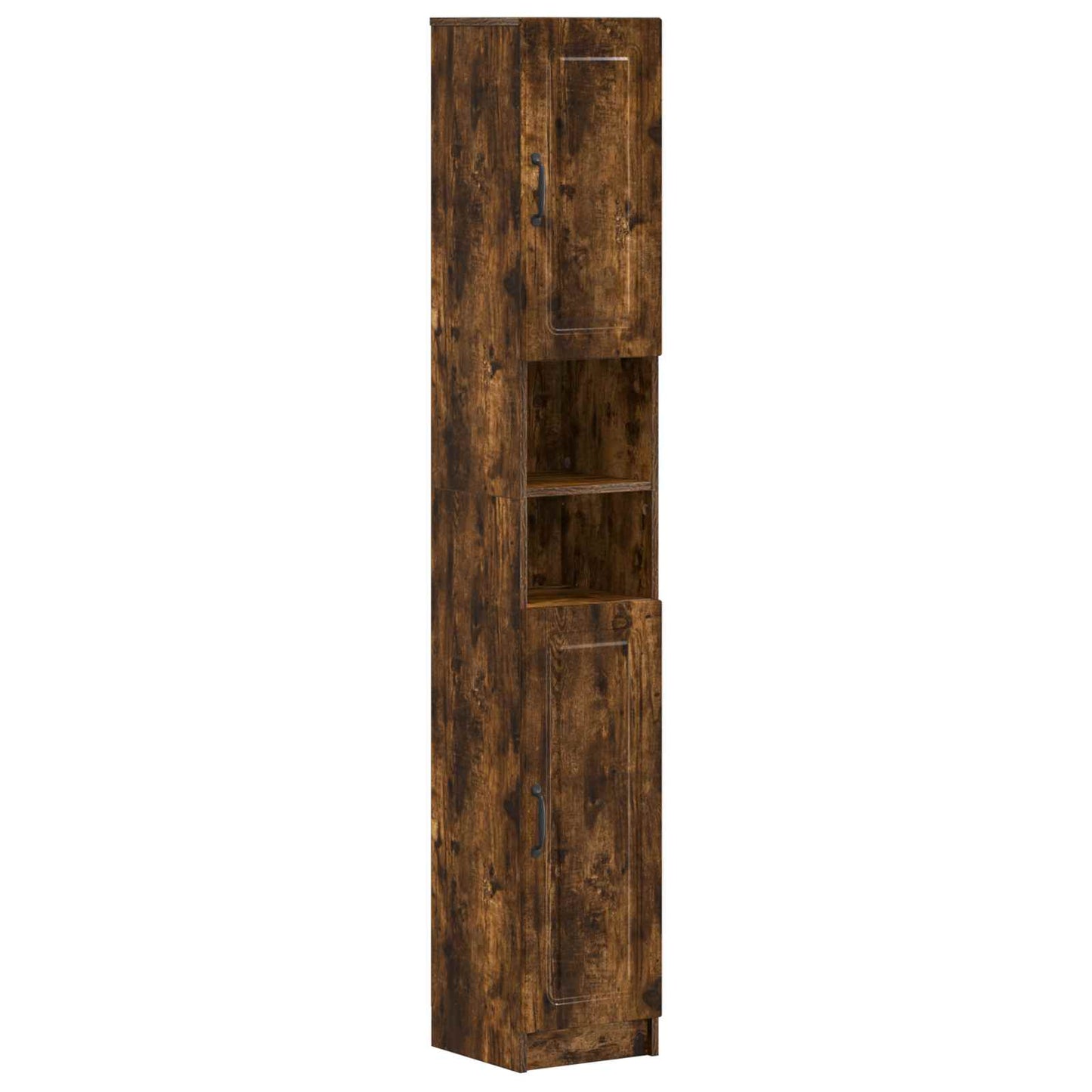 Bathroom Cabinet with Open Shelf UTRECHT Smoked Oak