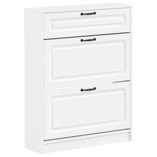 Shoe Cabinet UTRECHT 78 x 24 x 100 cm Engineered Wood White