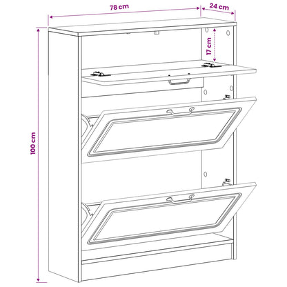 Shoe Cabinet UTRECHT 78 x 24 x 100 cm Engineered Wood Black