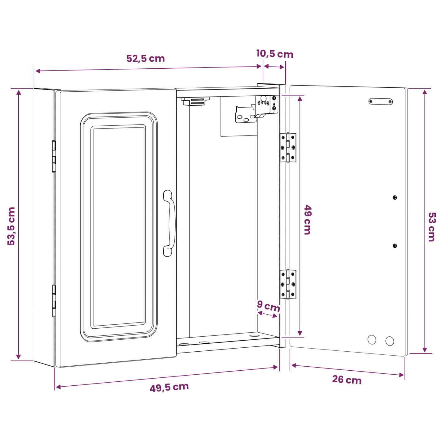 Dartboard Cabinet UTRECHT Black 52.5 x 10.5 x 53.5 cm