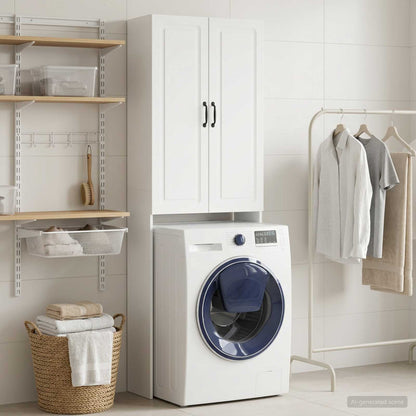 Toilet Cabinet UTRECHT High Gloss White 66 x 25.5 x 190 cm