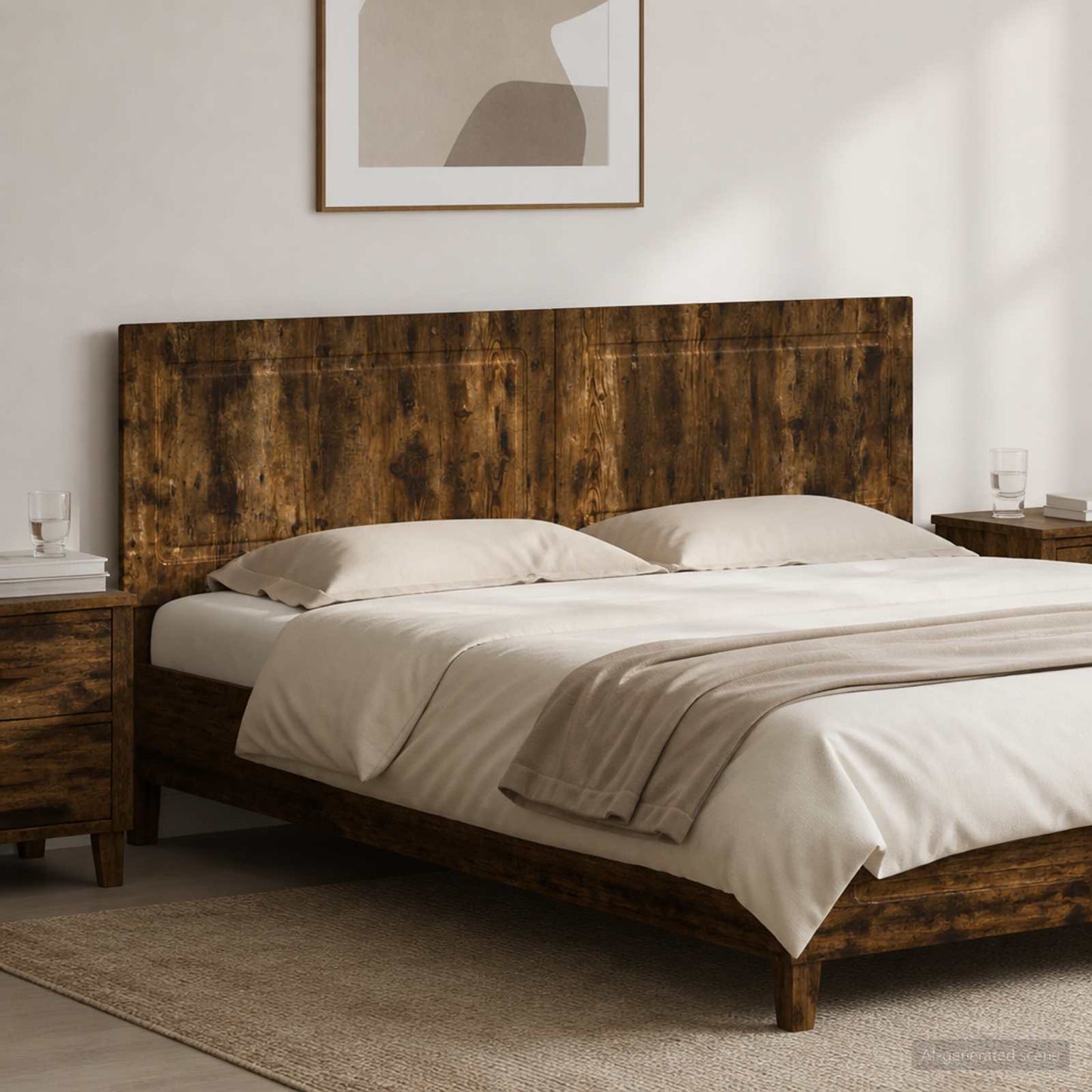 Wall-Mounted Headboard UTRECHT Smoked Oak Engineered Wood