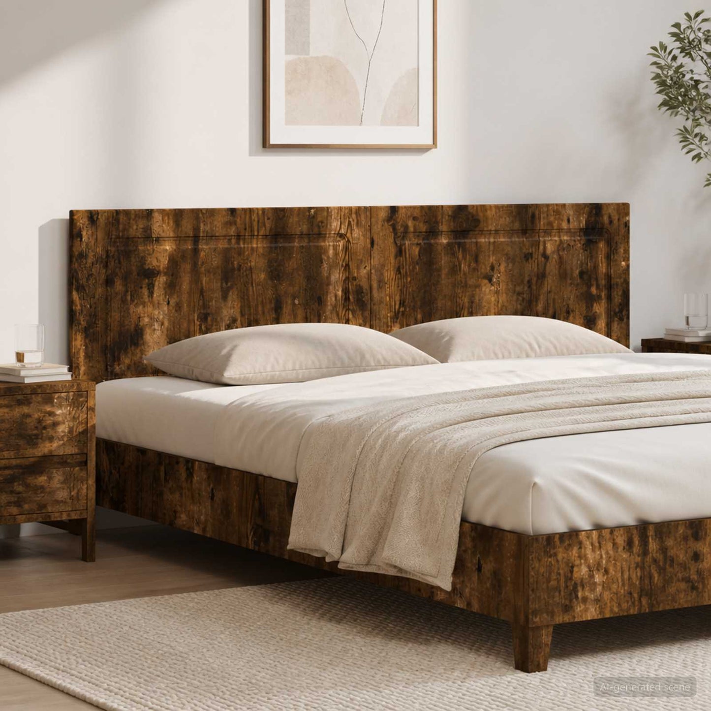 Wall-Mounted Headboard UTRECHT Smoked Oak Engineered Wood