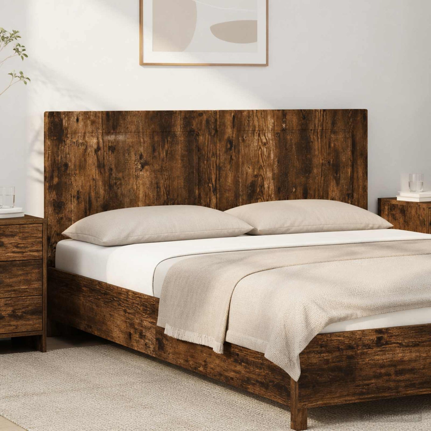 Wall-Mounted Headboard UTRECHT Smoked Oak Engineered Wood