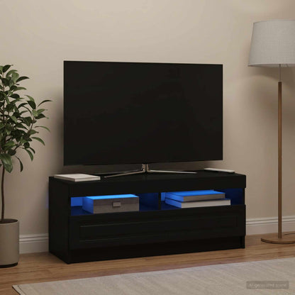 LED TV Cabinet Black Engineered Wood