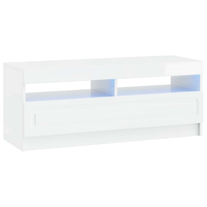 LED TV Cabinet High Gloss White Engineered Wood