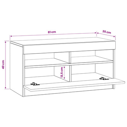 LED TV Cabinet Black Engineered Wood