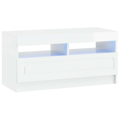 LED TV Cabinet High Gloss White Engineered Wood