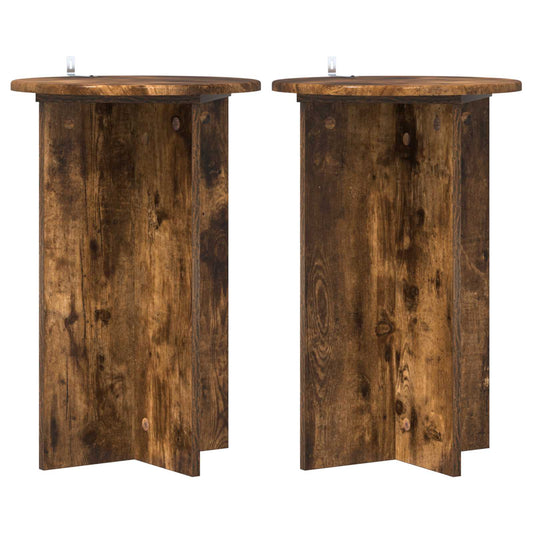 Plant Stand 2 pcs Smoked Oak Ø40 x 60 cm Engineered Wood
