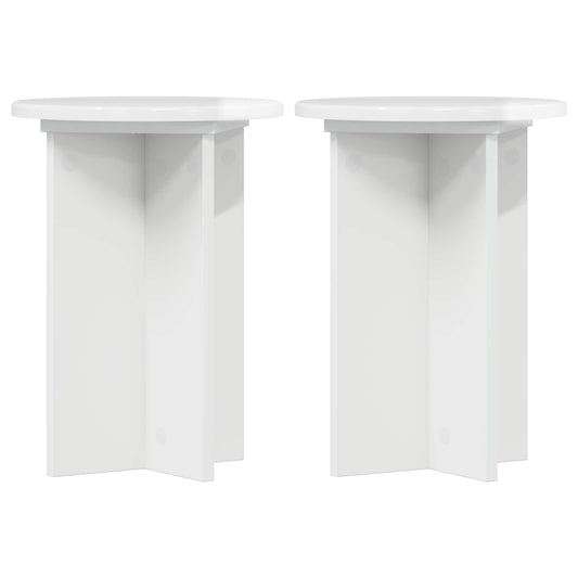 Plant Stand 2 pcs High Gloss White Ø29.5 x 40 cm