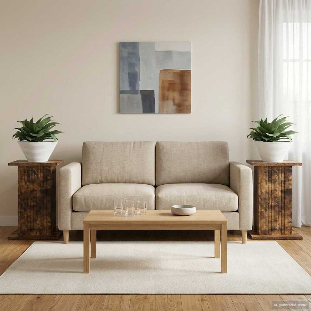Plant Stand 2 pcs Smoked Oak 30.5 x 30 x 43 cm Engineered Wood