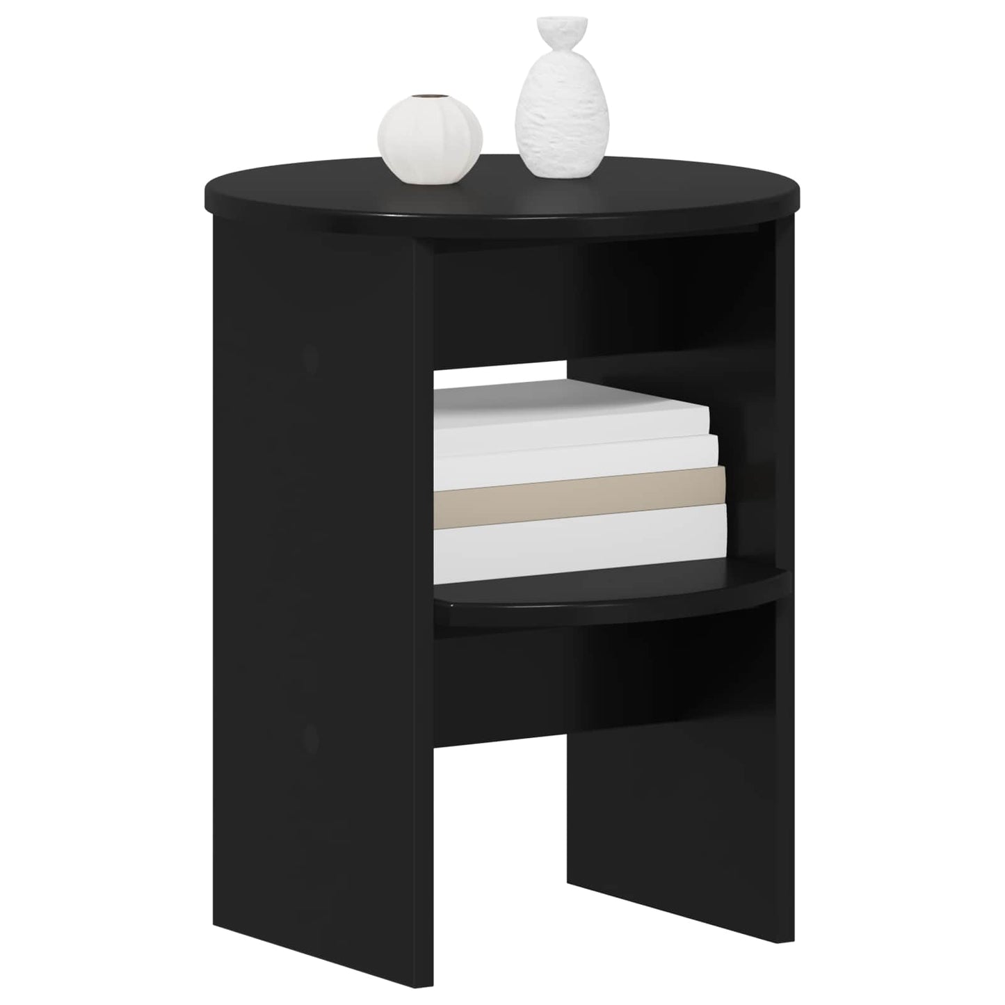 Side Cabinet 2 pcs Black Ø40 x 50 cm Engineered Wood