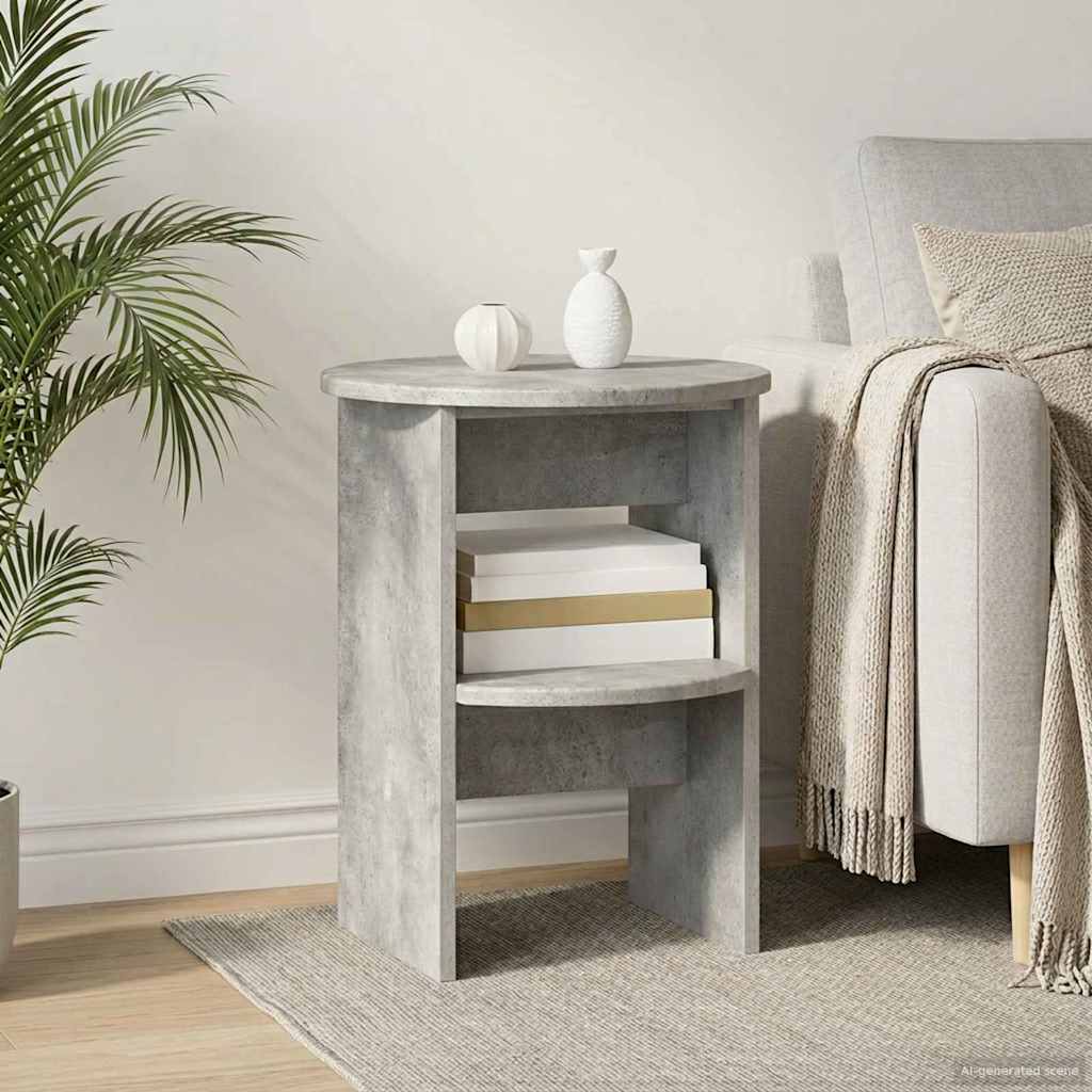 Side Cabinet Concrete Grey Ø40 x 50 cm Engineered Wood