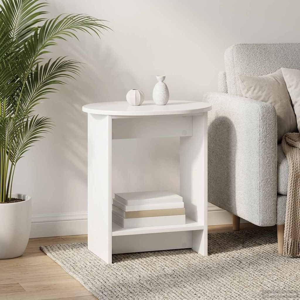 Side Table High Gloss White 50 x 39,5 x 55 cm Engineered Wood