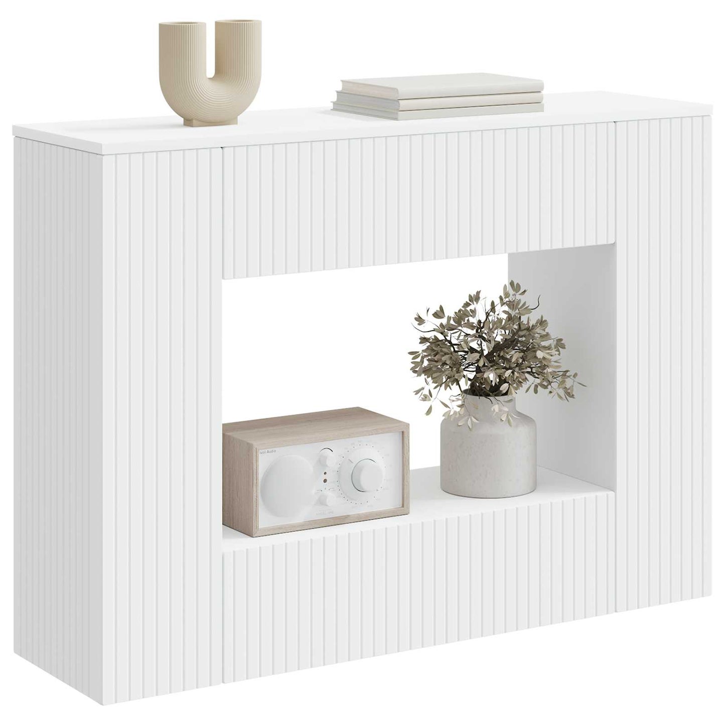 Console Table Striped White 101 x 29 x 74 cm Engineered Wood