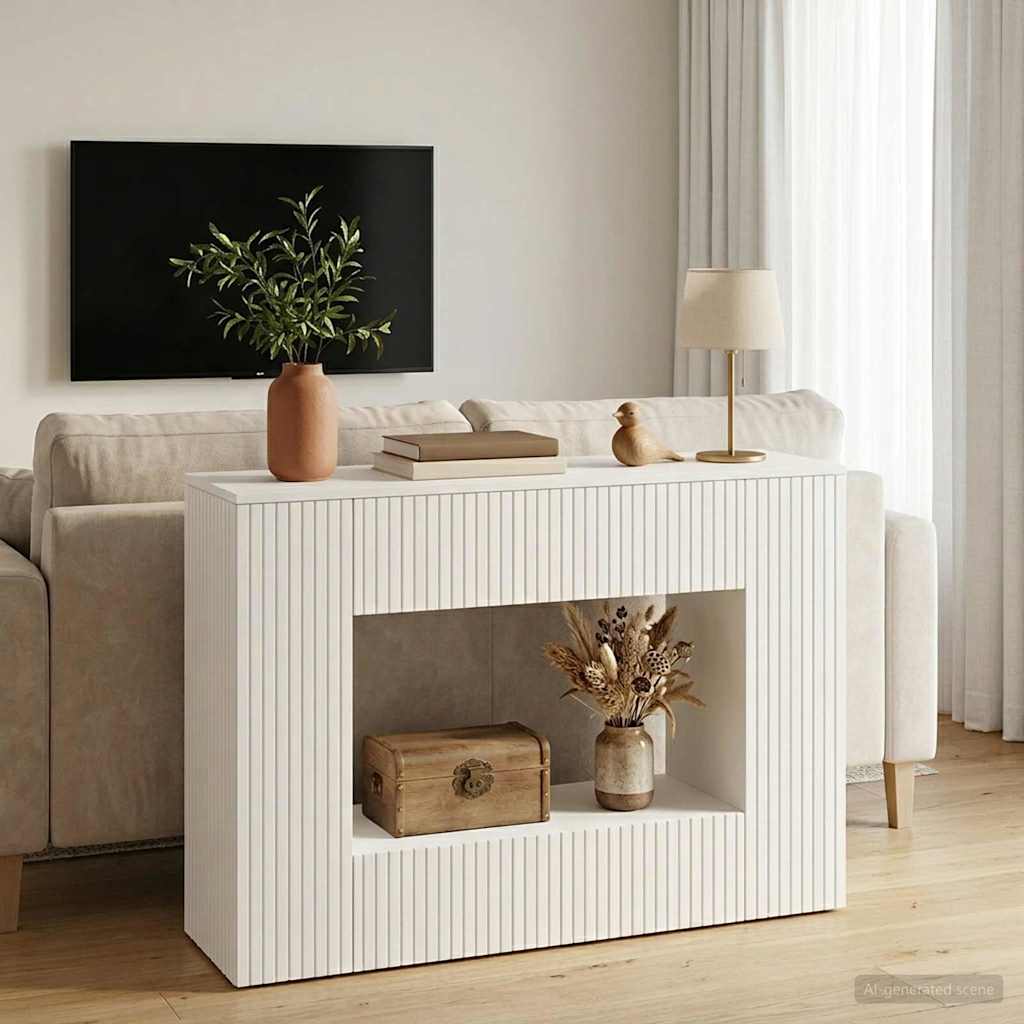 Console Table High Gloss White 101 x 29 x 74 cm Engineered Wood